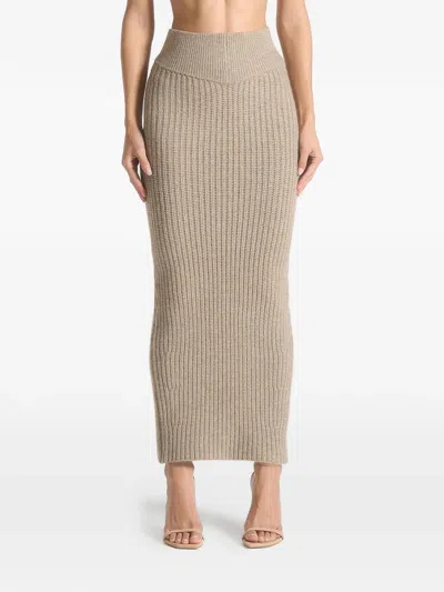 Manière De Voir Angled-waistband Maxi Skirt In Nude