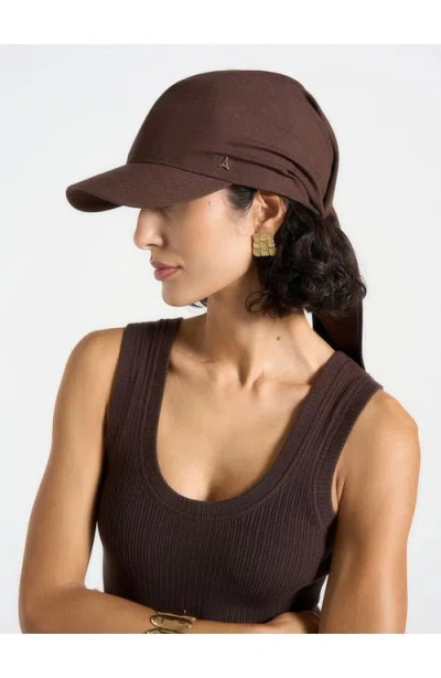 Manière De Voir Arianne Linen Bandana Cap In Brown