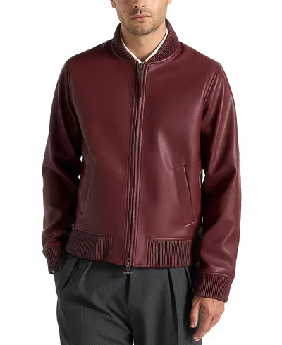 Manière De Voir Arman Faux Leather Bomber In Burgundy