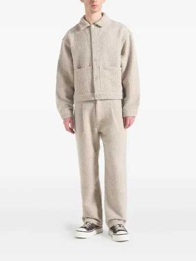 Manière De Voir Arnault Pleated Bouclé Jeans In Brown