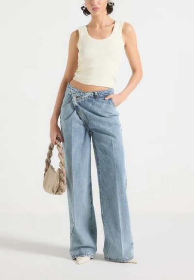 Manière De Voir Astrid Wrap Denim Wide Leg Jeans In Multi
