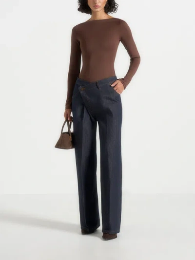 Manière De Voir Astrid Wrap Denim Wide Leg Jeans In Black