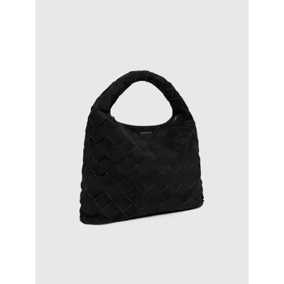 Manière De Voir Aubin Suede Woven Hobo Bag In Black