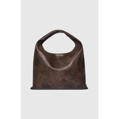 Manière De Voir Aubin Vintage Leather Hobo Bag In Brown