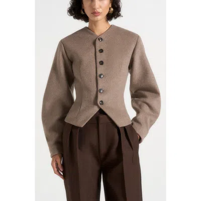 Manière De Voir Aya Wool Hourglass Jacket In Brown