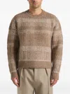 Manière De Voir Ayden Checked Knitted Sweater In Brown