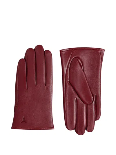 Manière De Voir Azel Debossed-logo Leather Gloves In Red