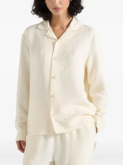Manière De Voir Bailey Textured Revere-collar Shirt In Neutral