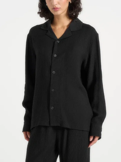 Manière De Voir Bailey Unisex Textured Long Sleeve Shirt In Black