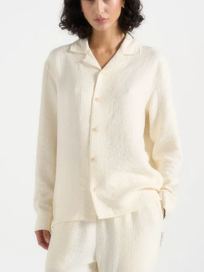 Manière De Voir Bailey Unisex Textured Long Sleeve Shirt In Neutral