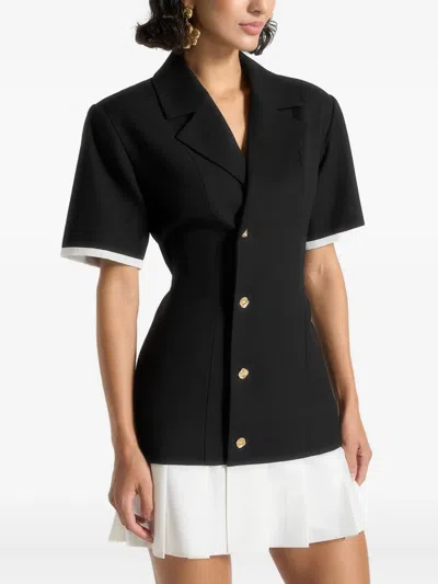 Manière De Voir Baya Pleated-skirt Blazer Mini Dress In Black