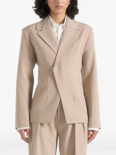 Manière De Voir Beatrice Tailored Double Breasted Blazer In Brown