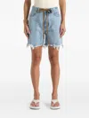 Manière De Voir Béau Frayed Denim Shorts In Blue