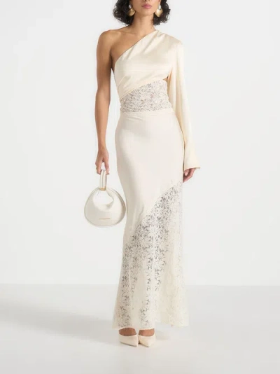 Manière De Voir Belle Satin Lace Maxi Skirt In White