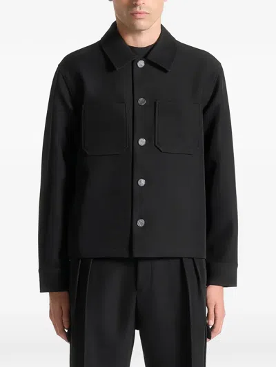 Manière De Voir Benoit Pocket Shirt In Black