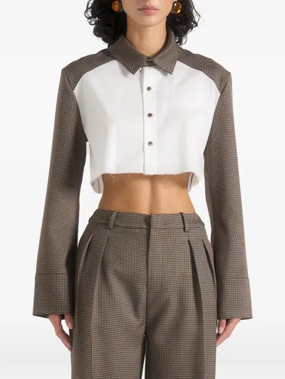 Manière De Voir 베르나데트 크롭 셔츠 In Brown