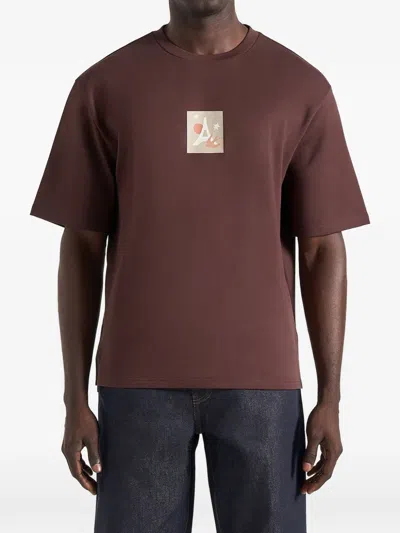 Manière De Voir Thibault Bird Detail Cotton T-shirt In Brown