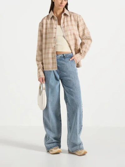 Manière De Voir Blake Unisex Whipstitch Check Shirt In Neutral