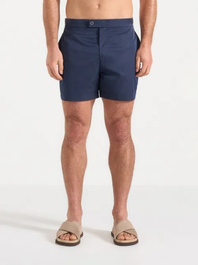 Manière De Voir Brian Logo-embossed Adjustable-waist Swim Shorts In Blue