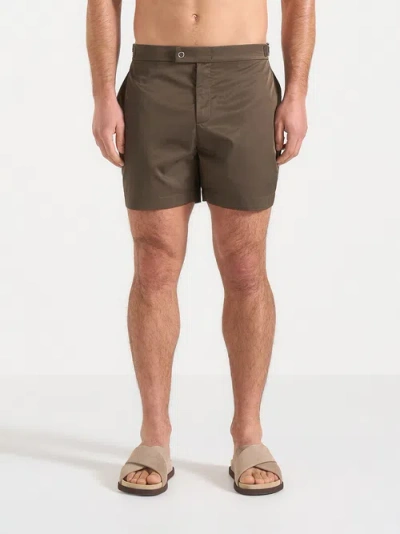 Manière De Voir Brian Adjustable-tab Welt-pocket Swim Shorts In Green
