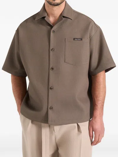 Manière De Voir Brook Boxy Twill Shirt In Brown
