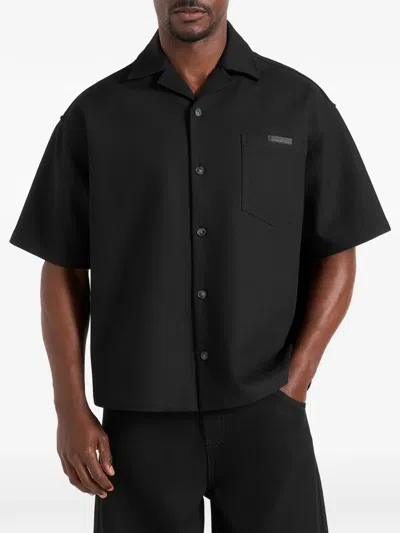 Manière De Voir Brook Twill Boxy Shirt In Black