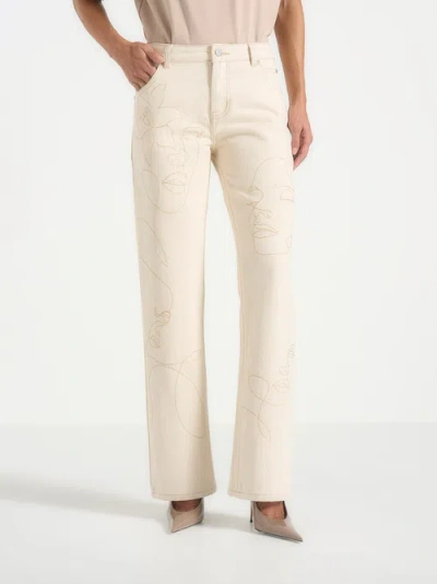 Manière De Voir Calista Line Art Straight Leg Jeans In Neutral