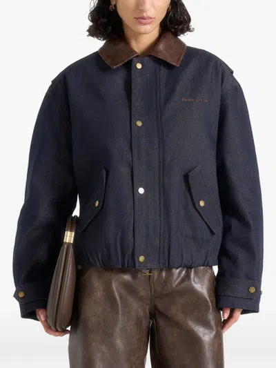 Manière De Voir Cameron Oversized Denim Bomber Jacket In Blue