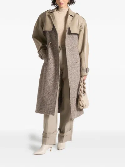 Manière De Voir Carina Double-breasted Trench Coat In Neutral