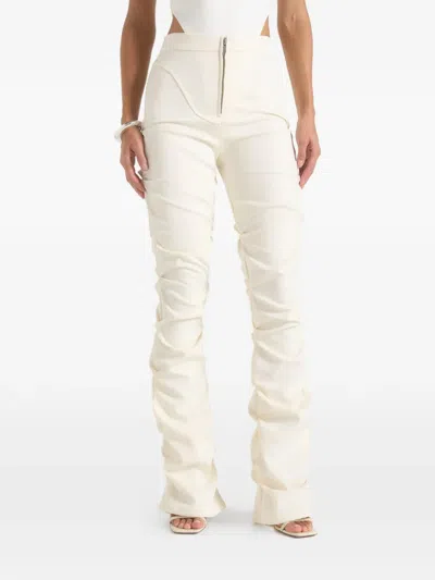 Manière De Voir Caroline Tacked Twill Flare Trousers In White