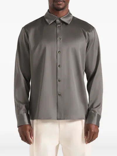Manière De Voir Carter Unisex Oversized Satin Shirt In Gray