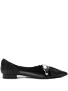 Manière De Voir Céleste Gathered Metal-detail Flat Pumps