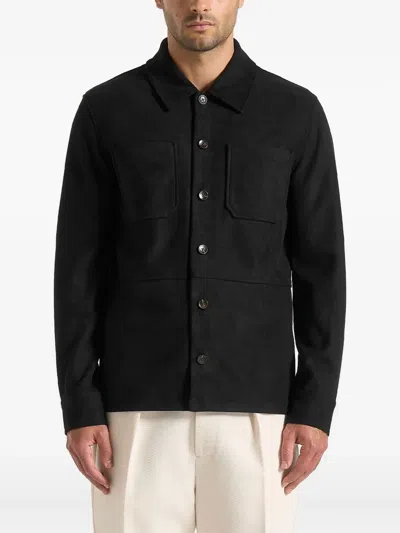 Manière De Voir Chest-pocket Shirt Jacket In Black