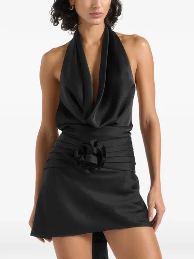 Manière De Voir Christelle Rosette-detail Mini Dress In Black