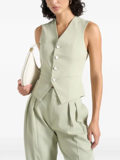Manière De Voir Christine In Sage Tailored Cinched Suit Vest In Green