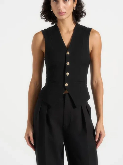 Manière De Voir Christine Tailored Cinched Waistcoat In Black