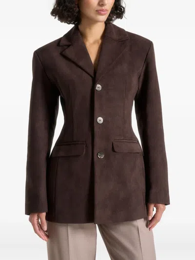 Manière De Voir Claire Suede-leather Blazer In Brown