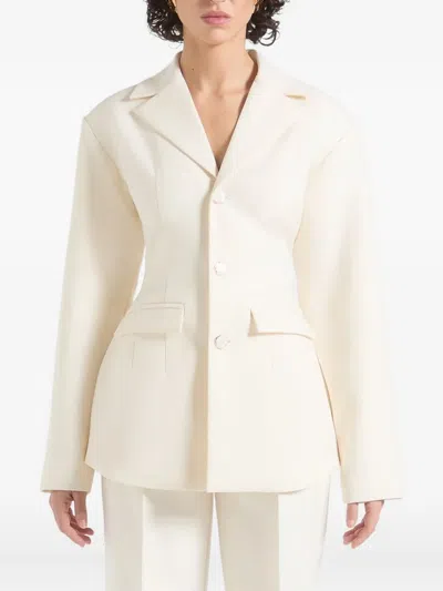Manière De Voir Claire Wide-shoulder Blazer In Neutral