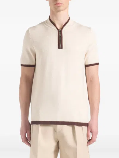 Manière De Voir Clement Half-zip Polo Shirt In Brown