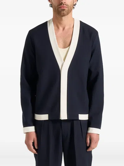 Manière De Voir Clovis Contrast-placket Cardigan In Black