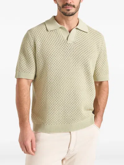 Manière De Voir Conrad Textured Cotton Knit Polo Shirt In Green