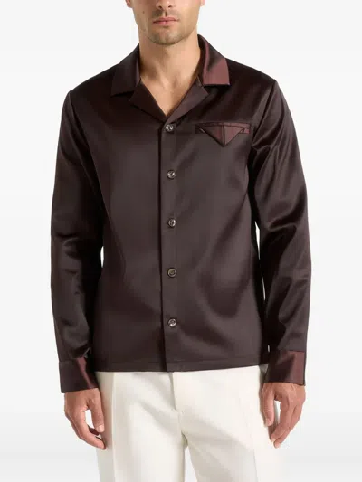 Manière De Voir Constant Satin Shirt In Brown