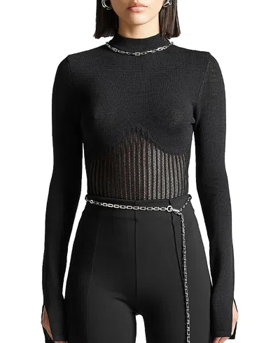 Manière De Voir Contour Knit Bodysuit With Chain In Black