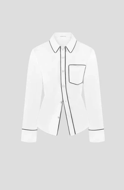 Manière De Voir Contrast Piped Backless Tie Shirt In White