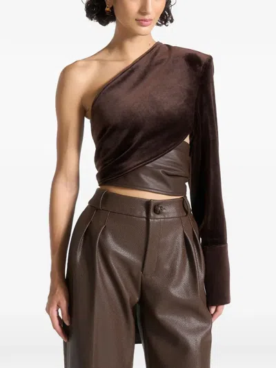 Manière De Voir Coralie One-sleeve Top In Brown