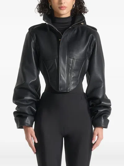 Manière De Voir Corset-detail Jacket In Black