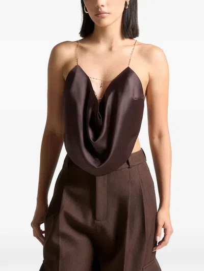 Manière De Voir Cowl-neck Chain Top In Brown