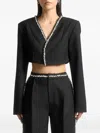Manière De Voir Crystal-embellished Cropped Blazer In Black