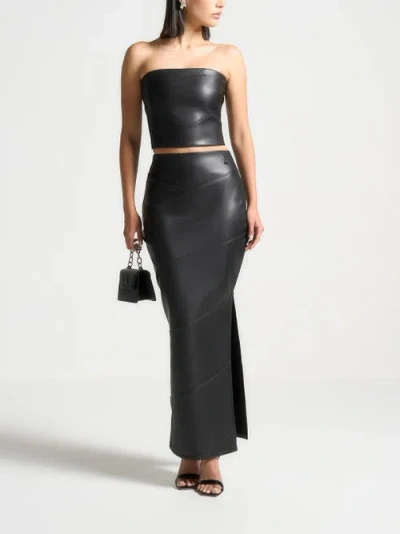 Manière De Voir Daisy Leather Midaxi Skirt In Black