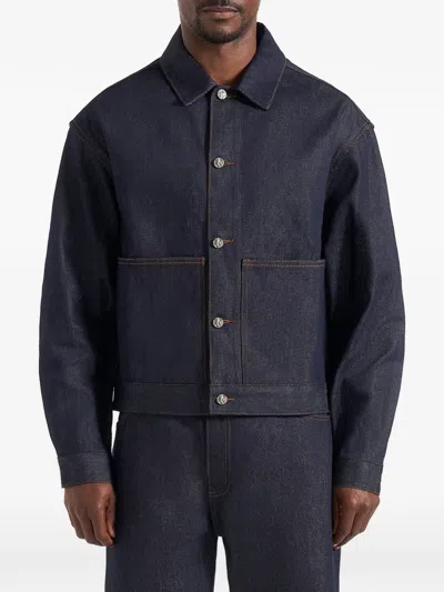 Manière De Voir Damien Boxy Fit Denim Jacket In Red
